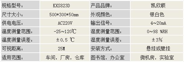 溫濕度顯示看板KXS823D產(chǎn)品參數(shù)